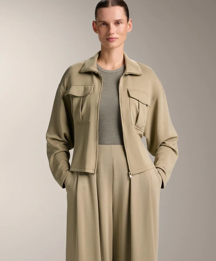 Chaqueta Soft Touch con cinturón de tacto suave y modal Chaqueta Soft Touch con cinturón de tacto suave y modal
