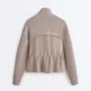 Chaqueta Soft Touch de modal suave al tacto con cintura ajustable y cuello alto Chaqueta Soft Touch de modal suave al tacto con cintura ajustable y cuello alto