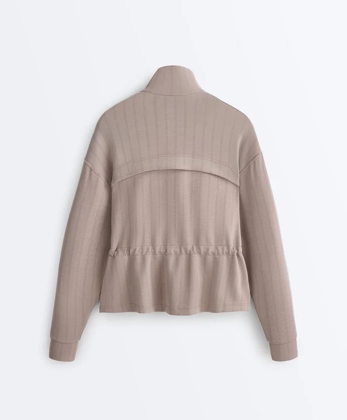 Chaqueta Soft Touch de modal suave al tacto con cintura ajustable y cuello alto Chaqueta Soft Touch de modal suave al tacto con cintura ajustable y cuello alto