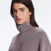 Chaqueta Soft Touch de modal suave al tacto con cintura ajustable y cuello alto Chaqueta Soft Touch de modal suave al tacto con cintura ajustable y cuello alto