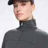 Chaqueta Soft Touch de modal suave al tacto con cintura ajustable y cuello alto Chaqueta Soft Touch de modal suave al tacto con cintura ajustable y cuello alto