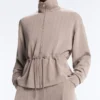 Chaqueta Soft Touch de modal suave al tacto con cintura ajustable y cuello alto Chaqueta Soft Touch de modal suave al tacto con cintura ajustable y cuello alto