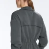 Chaqueta Soft Touch de modal suave al tacto con cintura ajustable y cuello alto Chaqueta Soft Touch de modal suave al tacto con cintura ajustable y cuello alto