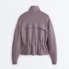 Chaqueta Soft Touch de modal suave al tacto con cintura ajustable y cuello alto Chaqueta Soft Touch de modal suave al tacto con cintura ajustable y cuello alto