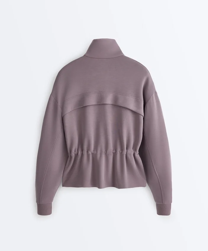 Chaqueta Soft Touch de modal suave al tacto con cintura ajustable y cuello alto Chaqueta Soft Touch de modal suave al tacto con cintura ajustable y cuello alto
