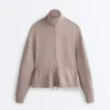 Chaqueta Soft Touch de modal suave al tacto con cintura ajustable y cuello alto Chaqueta Soft Touch de modal suave al tacto con cintura ajustable y cuello alto