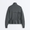 Chaqueta Soft Touch de modal suave al tacto con cintura ajustable y cuello alto Chaqueta Soft Touch de modal suave al tacto con cintura ajustable y cuello alto