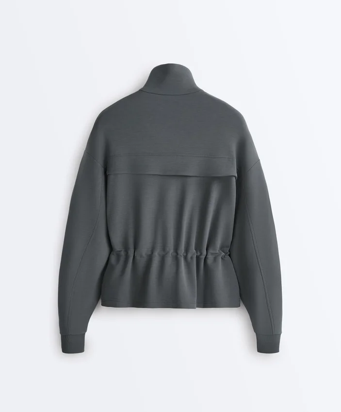 Chaqueta Soft Touch de modal suave al tacto con cintura ajustable y cuello alto Chaqueta Soft Touch de modal suave al tacto con cintura ajustable y cuello alto