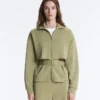 Chaqueta tipo capa de corte recto con rayas finas de modal Soft Touch Chaqueta tipo capa de corte recto con rayas finas de modal Soft Touch