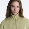 Chaqueta tipo capa de corte recto con rayas finas de modal Soft Touch Chaqueta tipo capa de corte recto con rayas finas de modal Soft Touch