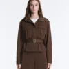 Chaqueta utilitaria corta de piqué con cinturón Chaqueta utilitaria corta de piqué con cinturón