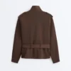 Chaqueta utilitaria corta de piqué con cinturón Chaqueta utilitaria corta de piqué con cinturón
