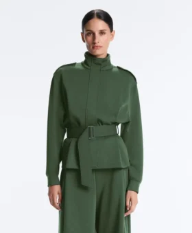 Chaqueta utilitaria de sarga con cinturón Chaqueta utilitaria de sarga con cinturón