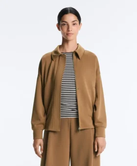 Chaqueta utilitaria de sarga con cinturón Chaqueta utilitaria de sarga con cinturón