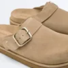 Mules de piel serraje con hebilla Mules de piel serraje con hebilla