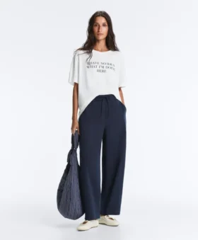 Pantalones acampanados de mezcla de algodón
