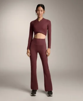 Pantalones acampanados de punto elástico Comfortlux de talle alto