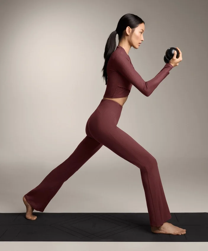 Pantalones acampanados de punto elástico Comfortlux de talle alto Pantalones acampanados de punto elástico Comfortlux de talle alto