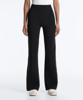 Pantalones acampanados de talle alto con efecto neopreno