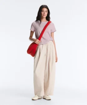 Pantalones ajustados con pliegues 100 % algodón