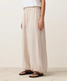 Pantalones bombachos a rayas 100 % lino