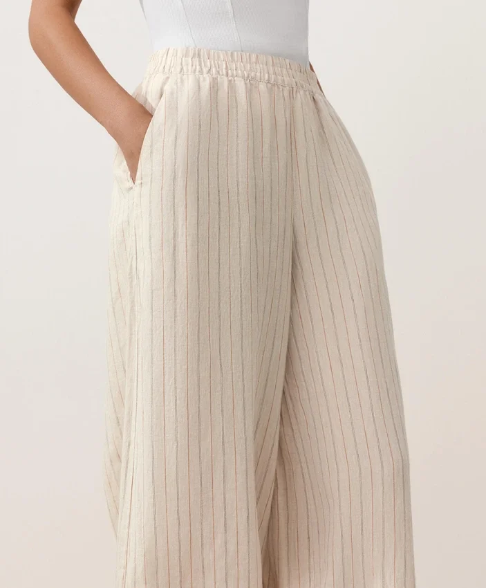 Pantalones bombachos a rayas 100 % lino Pantalones bombachos a rayas 100 % lino