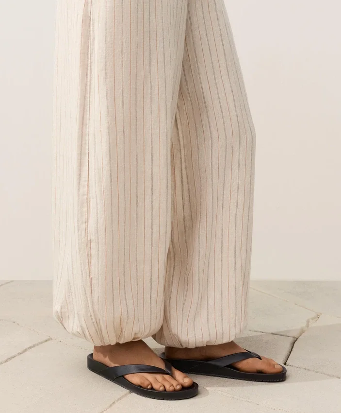 Pantalones bombachos a rayas 100 % lino Pantalones bombachos a rayas 100 % lino