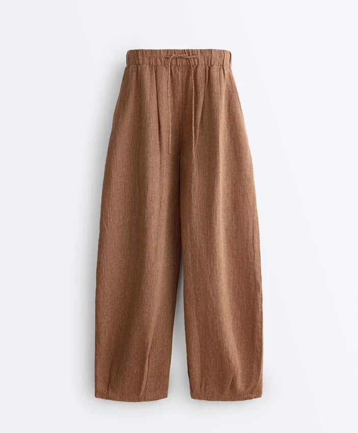 Pantalones bombachos a rayas 100 % lino Pantalones bombachos a rayas 100 % lino