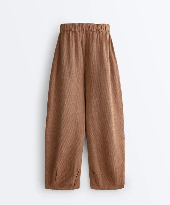Pantalones bombachos a rayas 100 % lino Pantalones bombachos a rayas 100 % lino
