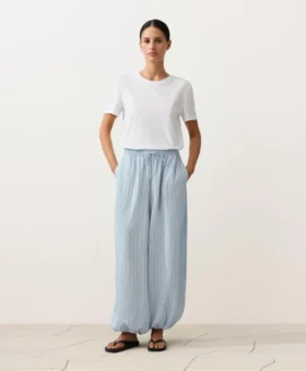 Pantalones bombachos a rayas de mezcla de modal