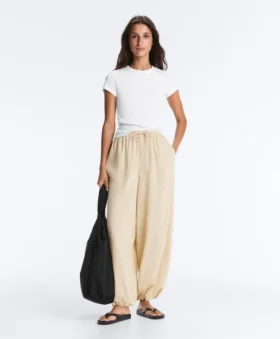 Pantalones bombachos a rayas de mezcla de modal