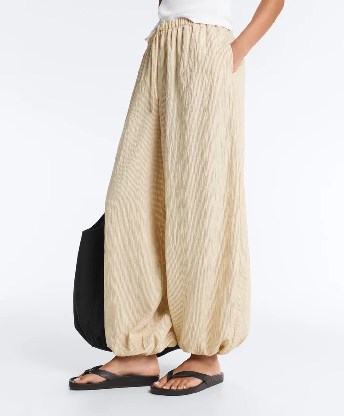 Pantalones bombachos a rayas de mezcla de modal Pantalones bombachos a rayas de mezcla de modal