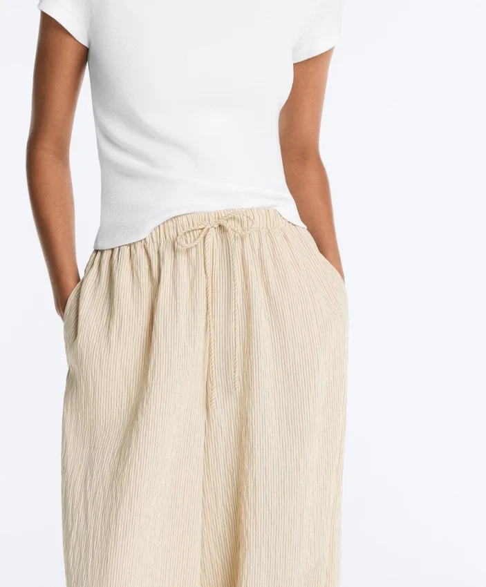 Pantalones bombachos a rayas de mezcla de modal Pantalones bombachos a rayas de mezcla de modal