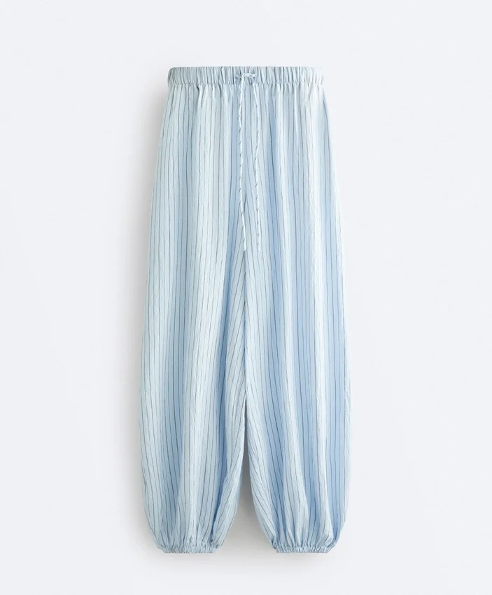 Pantalones bombachos a rayas de mezcla de modal Pantalones bombachos a rayas de mezcla de modal