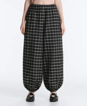 Pantalones bombachos de algodón a cuadros