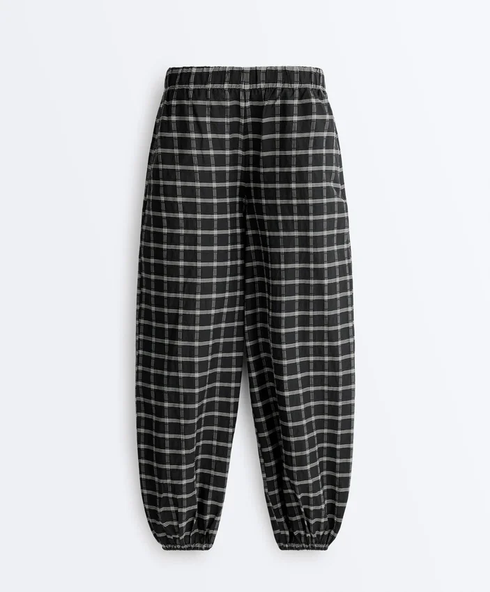 Pantalones bombachos de algodón a cuadros Pantalones bombachos de algodón a cuadros