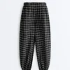 Pantalones bombachos de algodón a cuadros Pantalones bombachos de algodón a cuadros