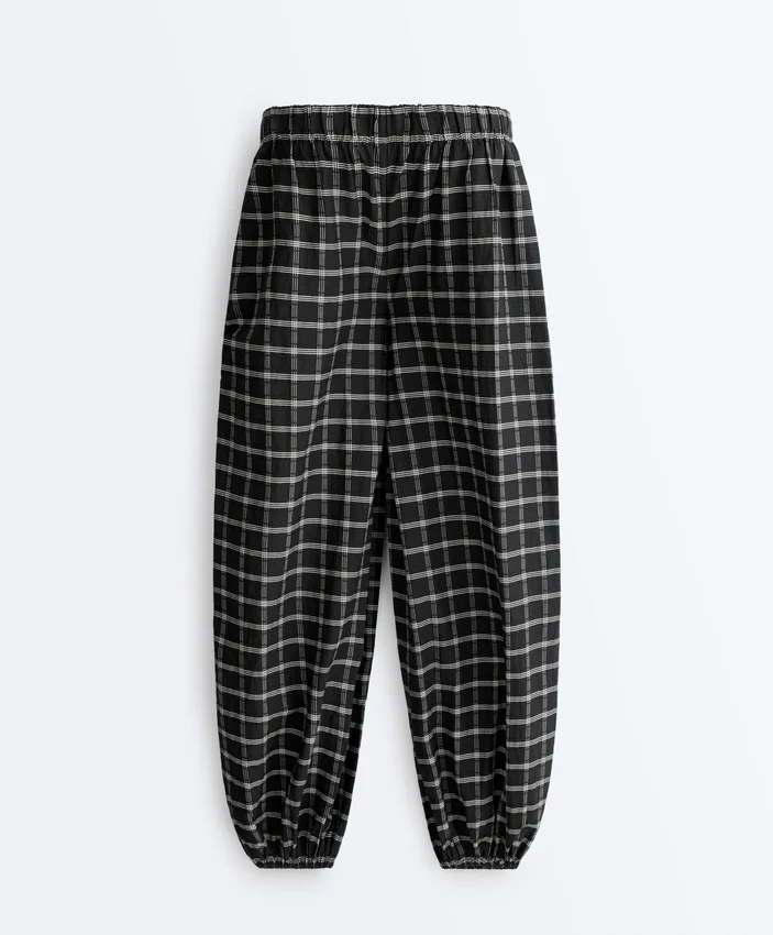 Pantalones bombachos de algodón a cuadros Pantalones bombachos de algodón a cuadros