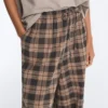 Pantalones bombachos de mezcla de algodón con estampado de cuadros