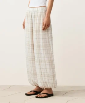 Pantalones bombachos de mezcla de lino y lyocell