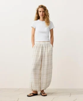 Pantalones bombachos de mezcla de lino y lyocell