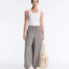 Pantalones bombachos largos de mezcla de lyocell con estampado de cuadros vichy