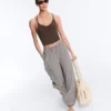 Pantalones bombachos largos de mezcla de lyocell con estampado de cuadros vichy