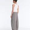 Pantalones bombachos largos de mezcla de lyocell con estampado de cuadros vichy