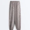 Pantalones bombachos largos de mezcla de lyocell con estampado de cuadros vichy