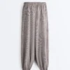 Pantalones bombachos largos de mezcla de lyocell con estampado de cuadros vichy