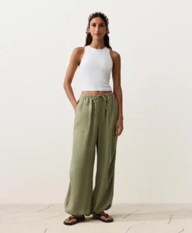 Pantalones bombachos tipo cargo 100 % lino