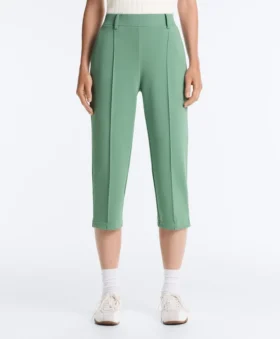 Pantalones capri de piqué con presillas de algodón Pantalones capri de piqué con presillas de algodón