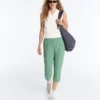 Pantalones capri de piqué con presillas de algodón