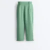 Pantalones capri de piqué con presillas de algodón